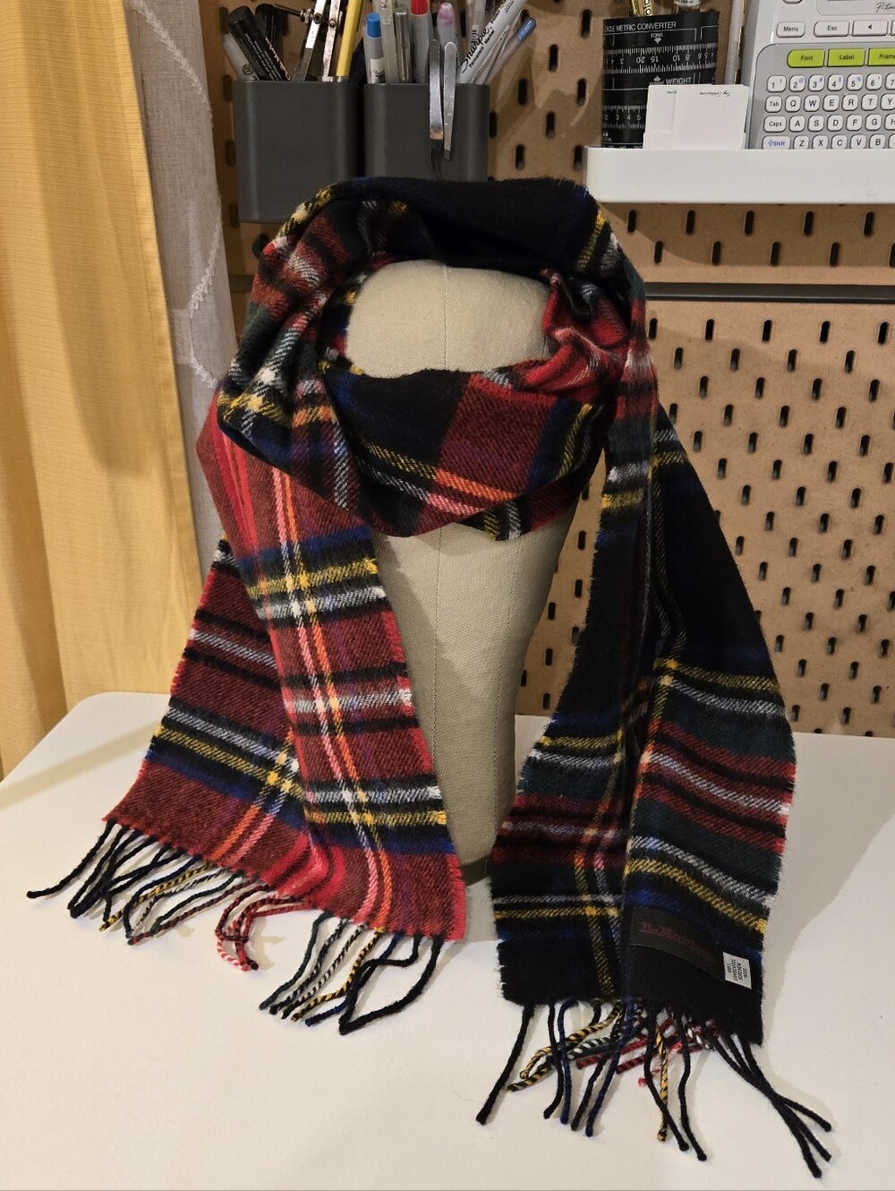 Dr. Martens Tartan Scarf Red Black Plaid Fringe Scotland Wool Punk Uni 62x9.5"
